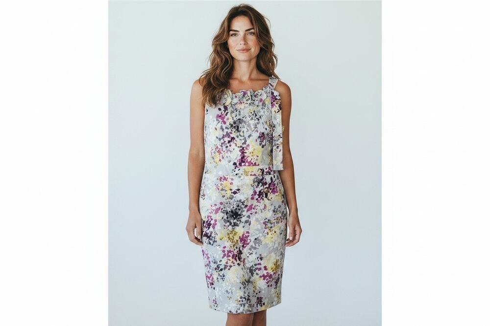 Ann Taylor Loft Petite Floral Cream Dress Size 6P